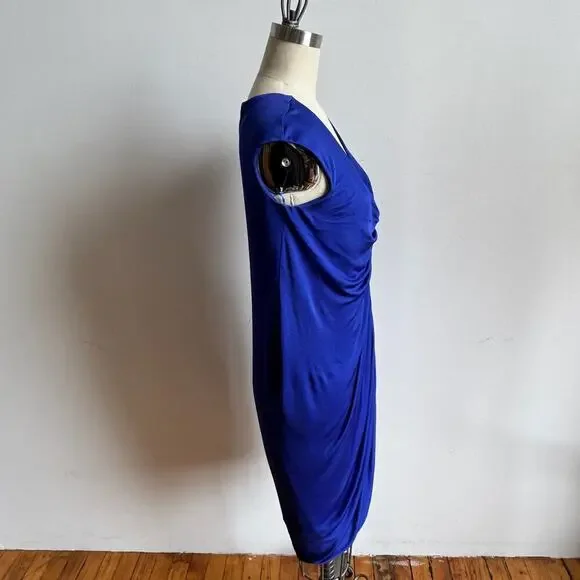 ALEXANDER McQUEEN Blue Ruched Bodycon Dress